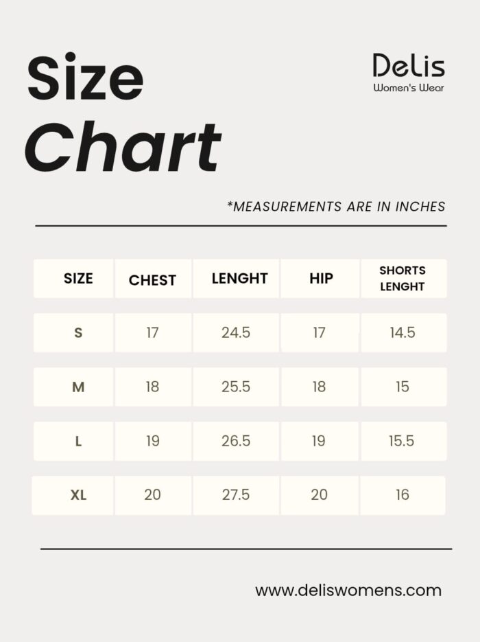SIZE CHART SHORTS